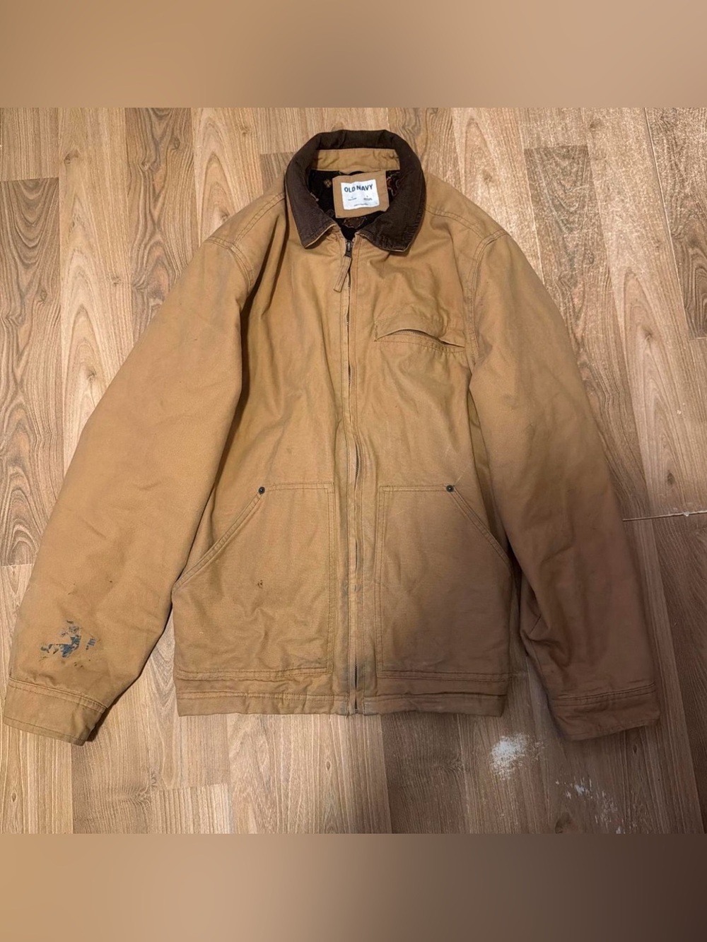 Old Navy Tan Jacket with Dark Brown Corduroy Collar